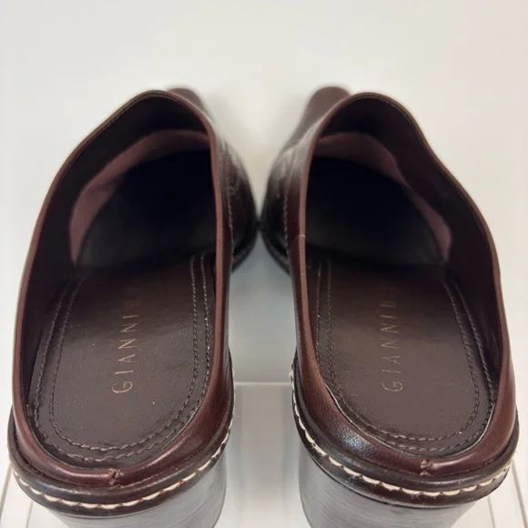 Gianni Bini Leather Mules Western Snip Toe Chunky Heel Slip On Boot Brown Sz 6.5 - Picture 10 of 16